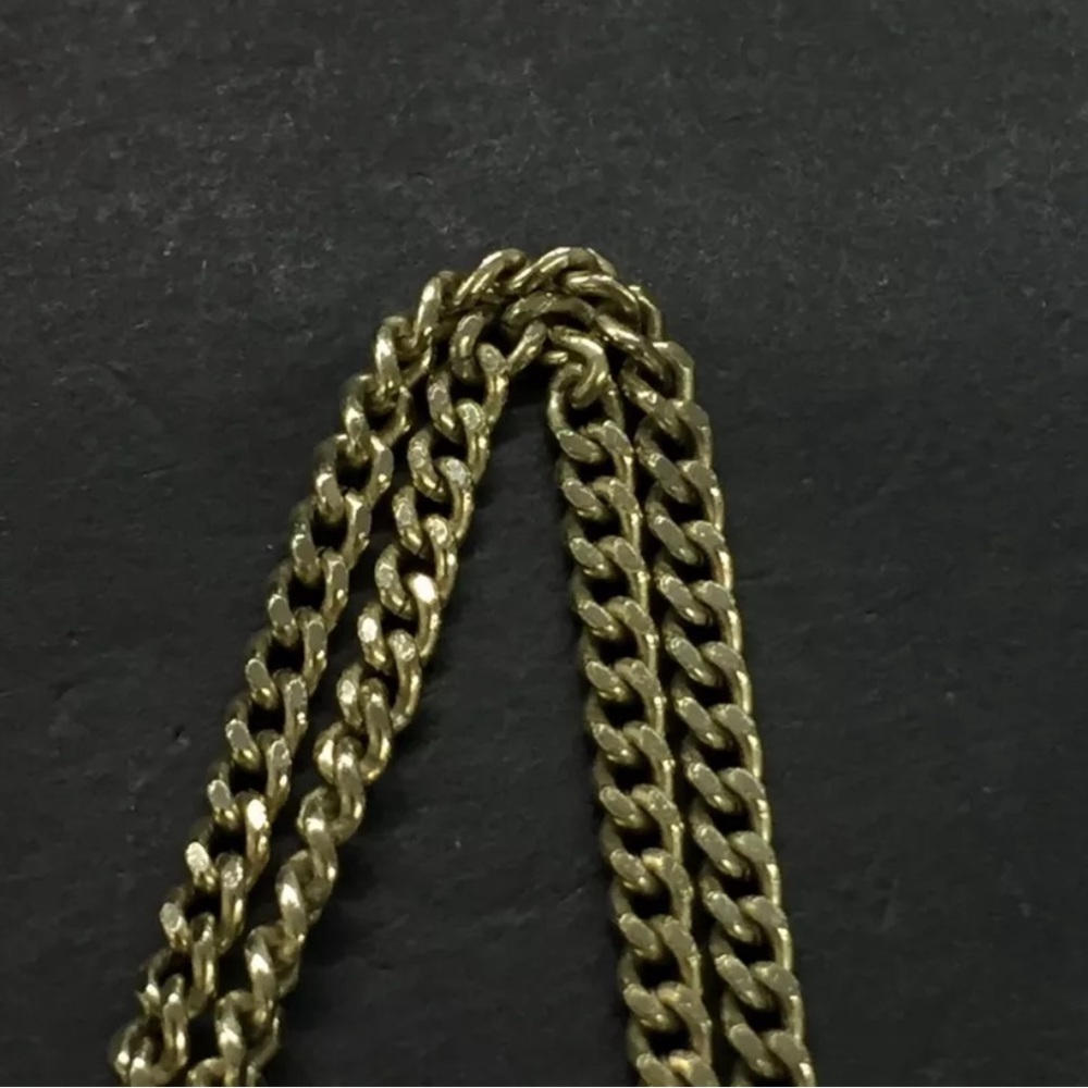 CHANEL CC Logo Border Pattern Silver Tone Pendant Necklace bicolor - Picture 5 of 9